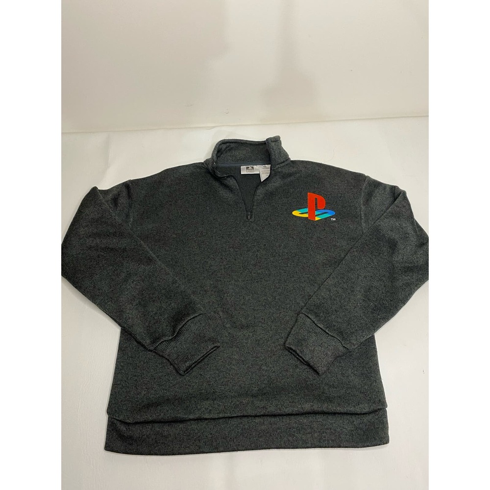 PlayStation Fleece Sweatshirt Juniors Size XS Mock Neck 1/4 Zip Pullover Black